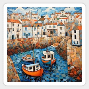 Fishing Boats at Mousehole Harbour Sticker